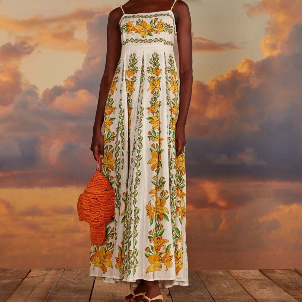 NWT Farm Rio Tropical Lightness Floral Cotton Maxi Dress Sundress M Medium
